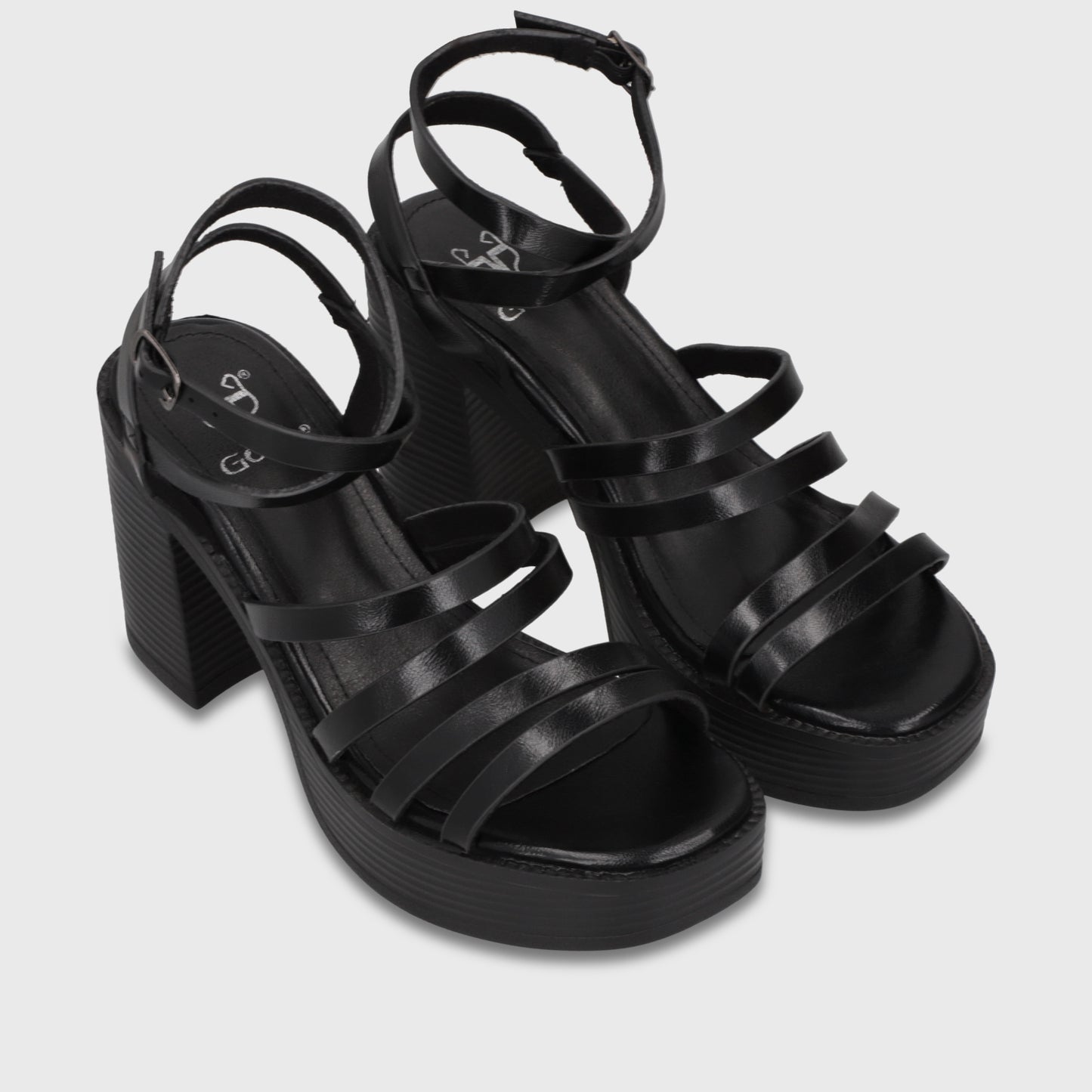 Sandalia Taco Negra Mujer 65921