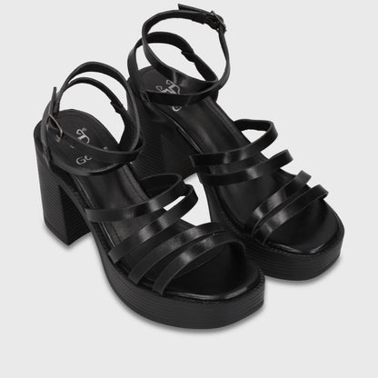 Sandalia Taco Negra Mujer 65921