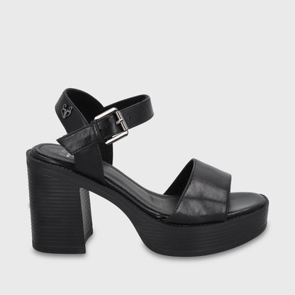 Sandalia Taco Negra Mujer 65922