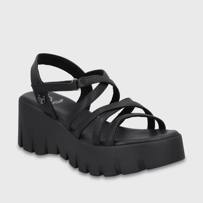 Sandalia Plataforma Negra Mujer 65940