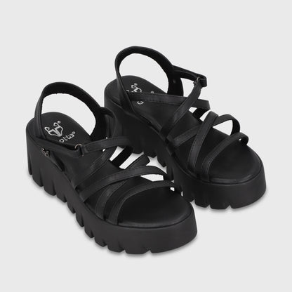 Sandalia Plataforma Negra Mujer 65940