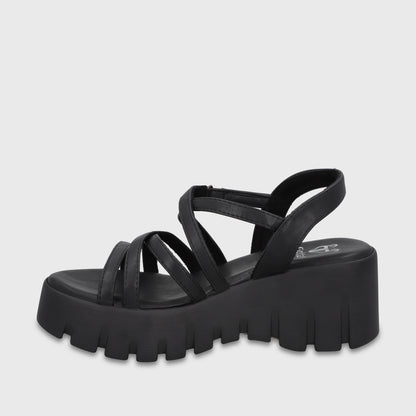 Sandalia Plataforma Negra Mujer 65940