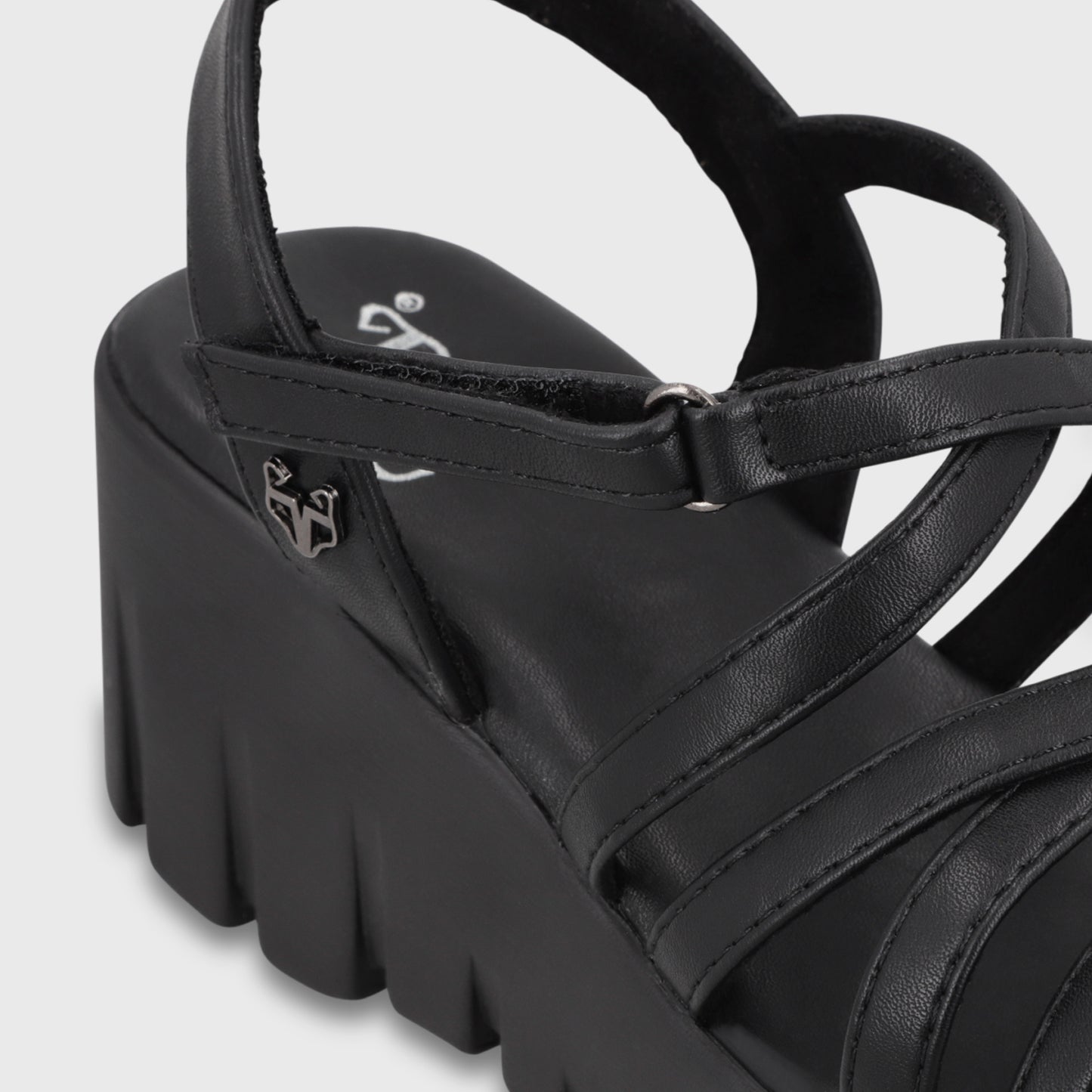 Sandalia Plataforma Negra Mujer 65940