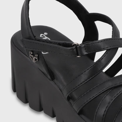 Sandalia Plataforma Negra Mujer 65940