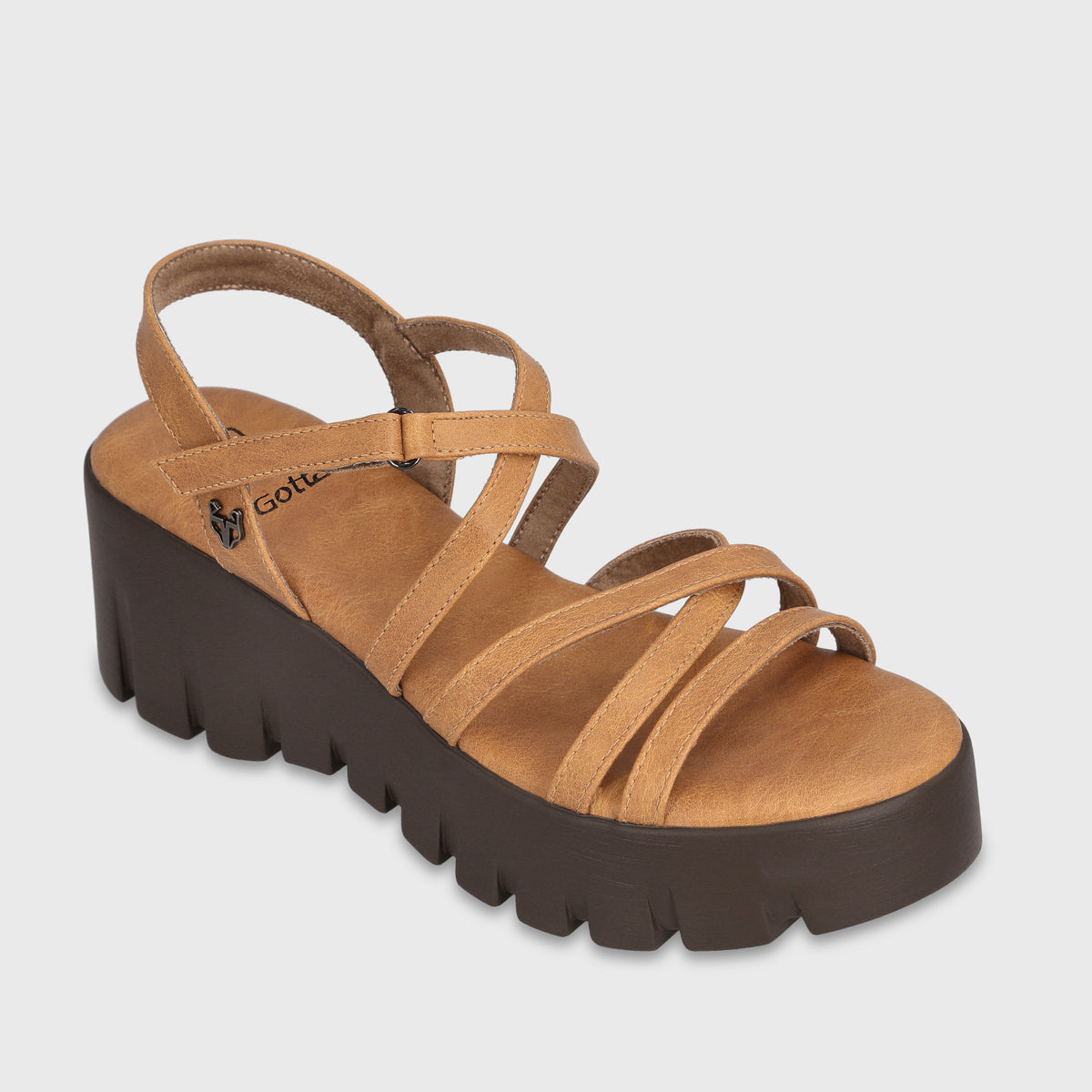 Sandalia Plataforma Camel Mujer 65940