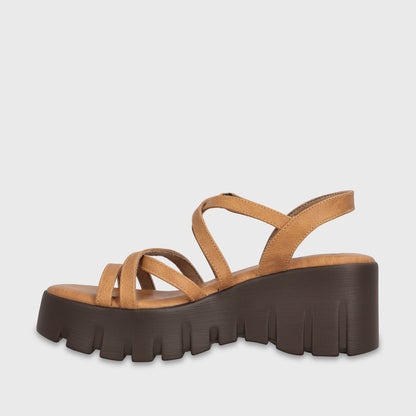 Sandalia Plataforma Camel Mujer 65940