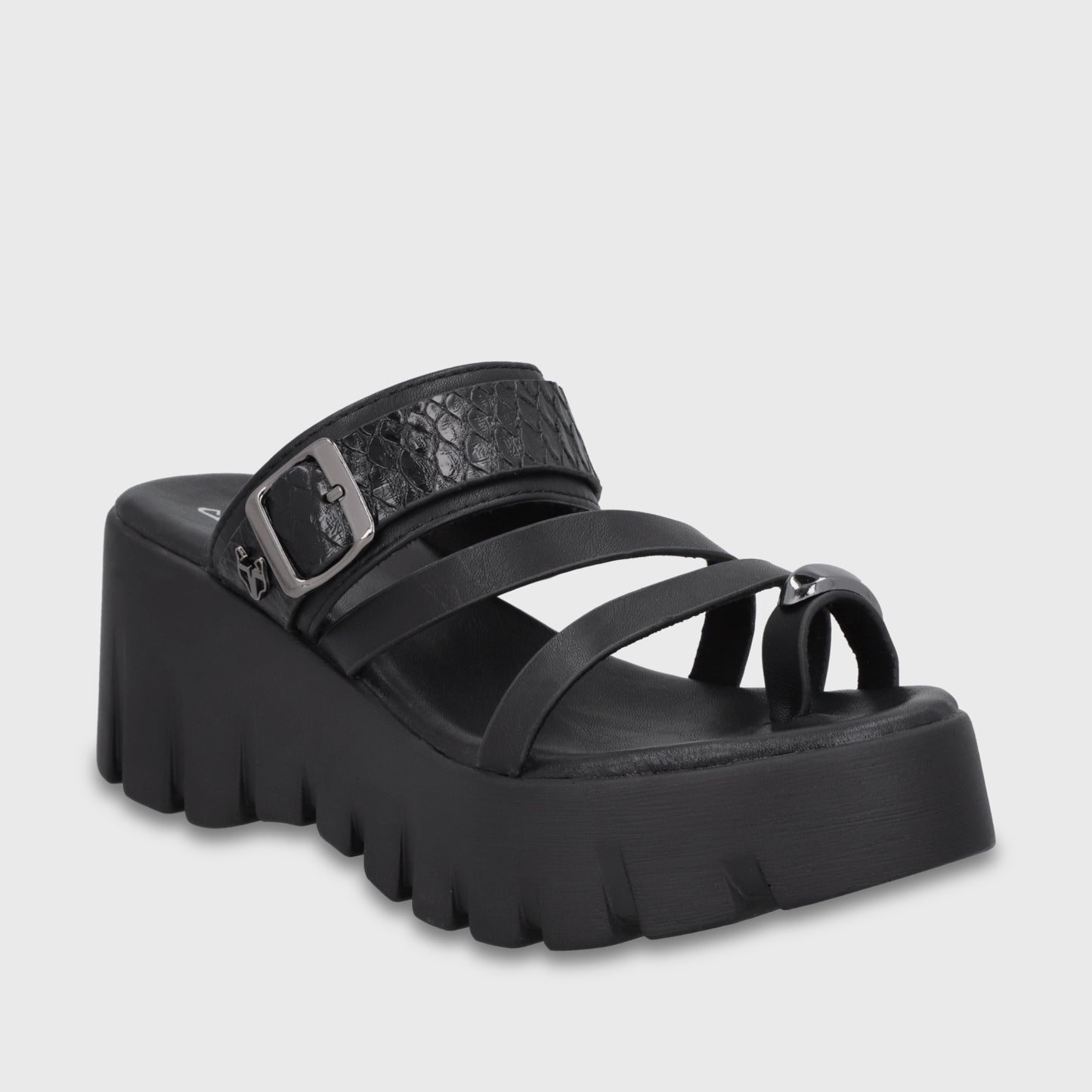 Sandalia Plataforma Negra Mujer 65941
