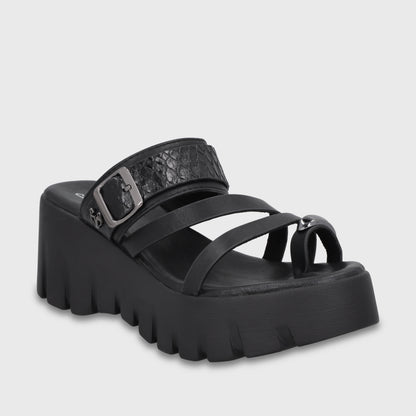 Sandalia Plataforma Negra Mujer 65941