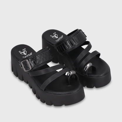Sandalia Plataforma Negra Mujer 65941