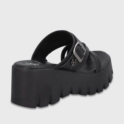 Sandalia Plataforma Negra Mujer 65941