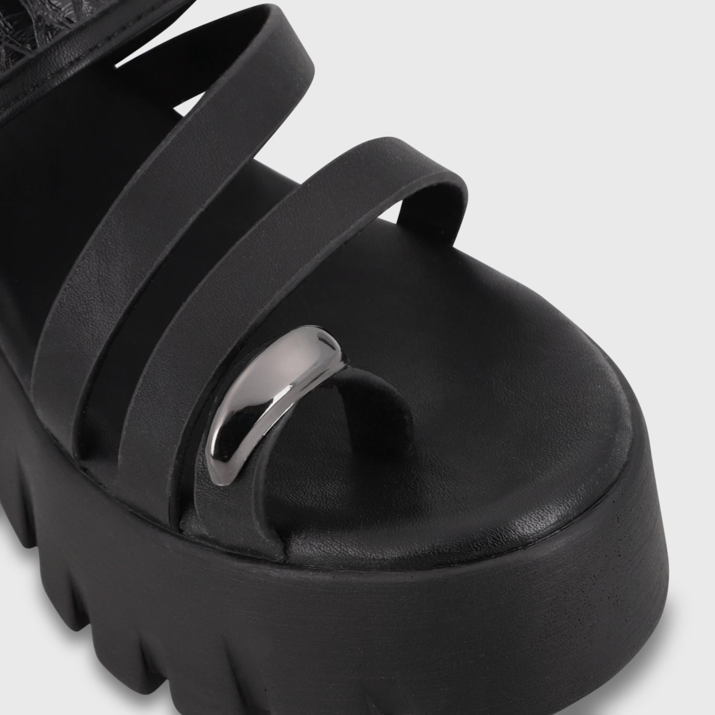 Sandalia Plataforma Negra Mujer 65941