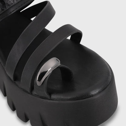 Sandalia Plataforma Negra Mujer 65941