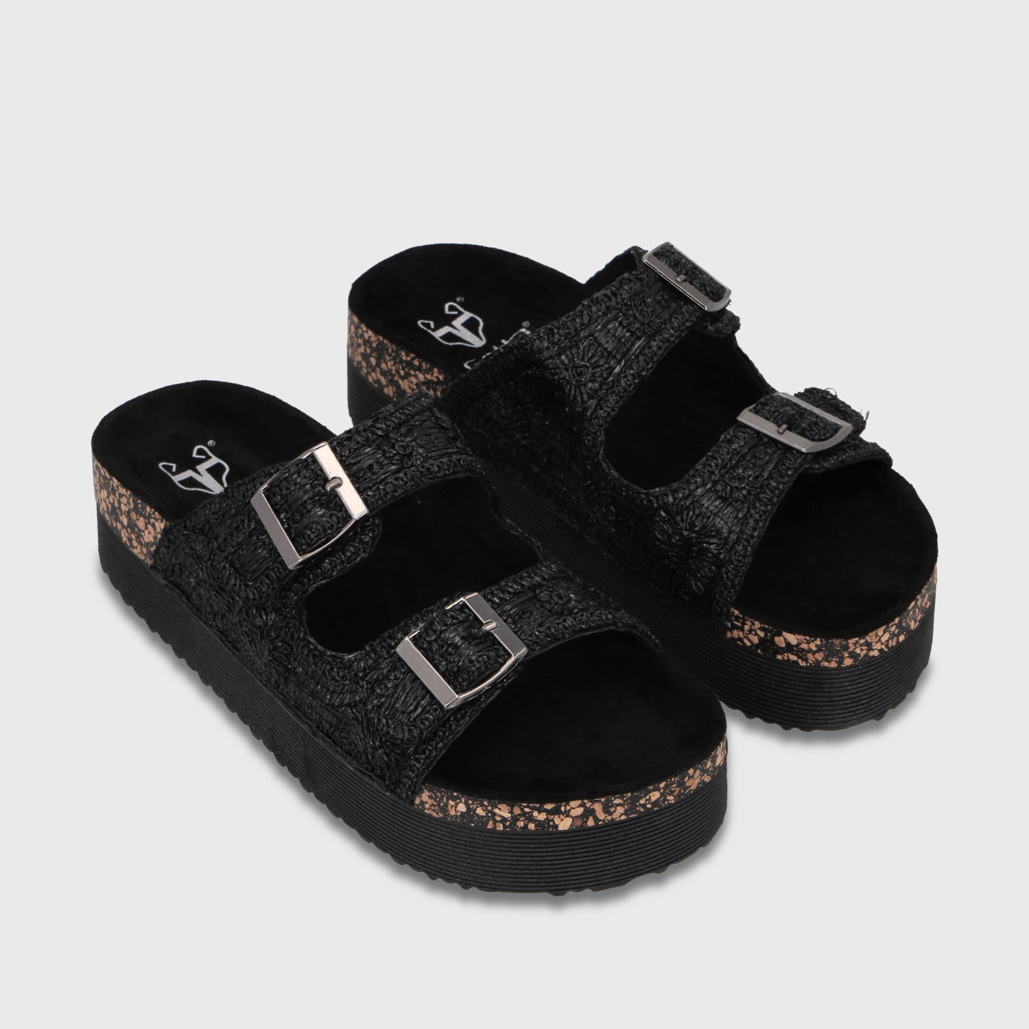 Sandalia Plataforma Negro Mujer 65951