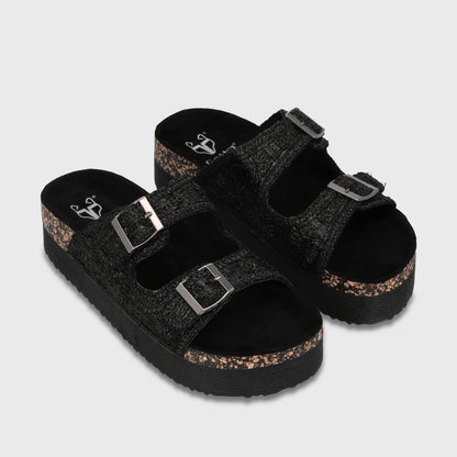 Sandalia Plataforma Negro Mujer 65951