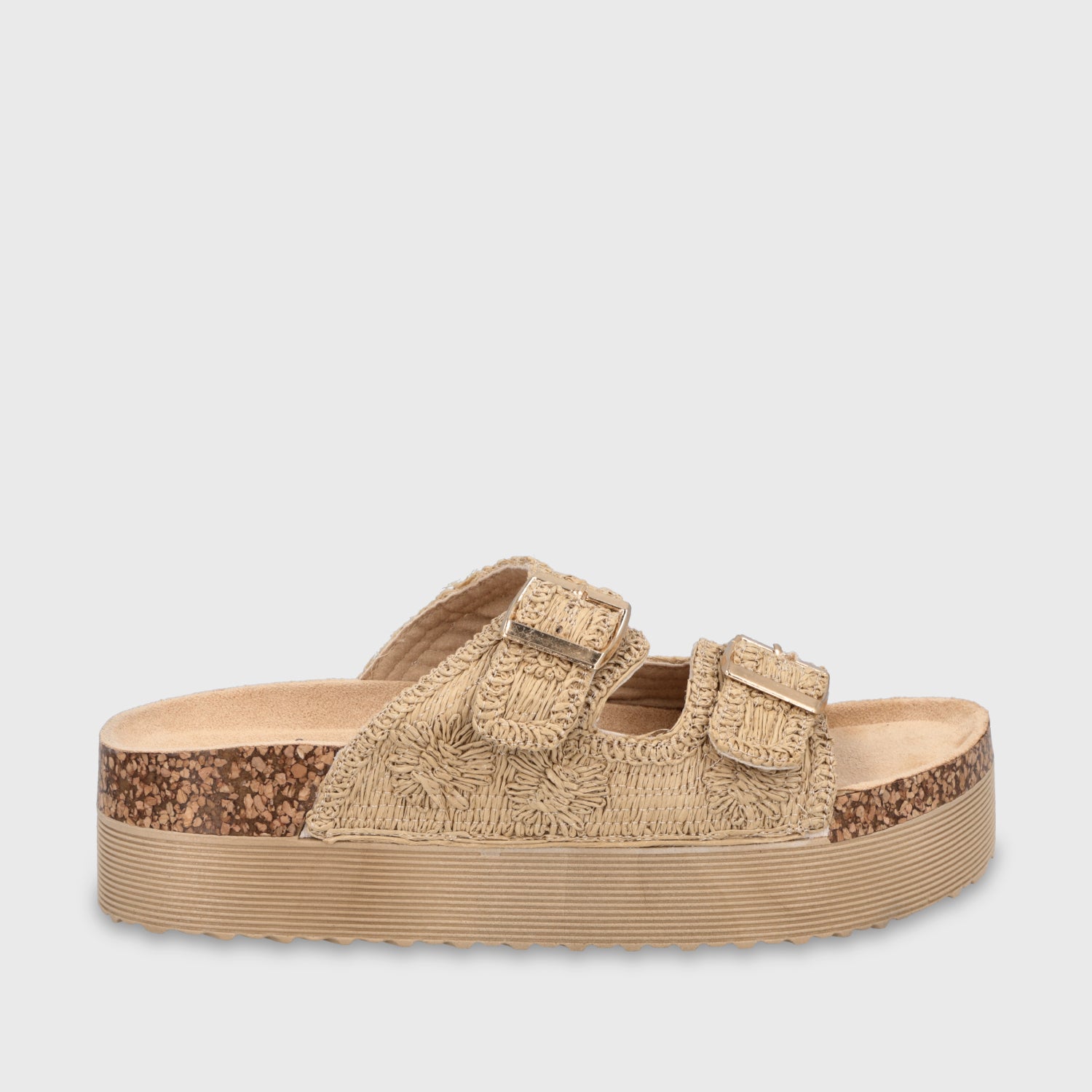 Sandalia Plataforma Beige Mujer 65951