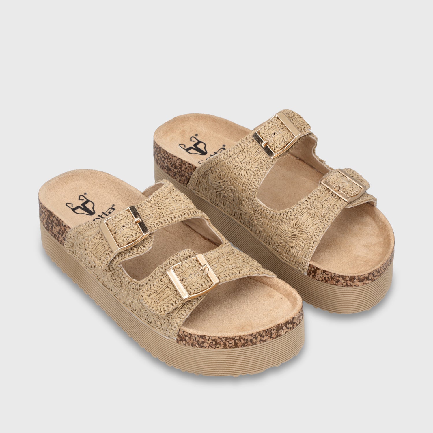 Sandalia Plataforma Beige Mujer 65951