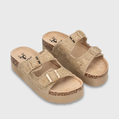 Sandalia Plataforma Beige Mujer 65951