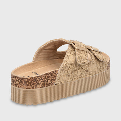 Sandalia Plataforma Beige Mujer 65951
