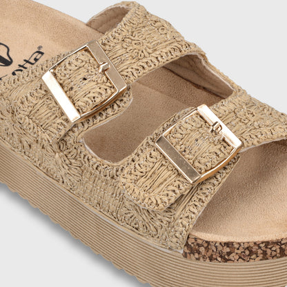 Sandalia Plataforma Beige Mujer 65951