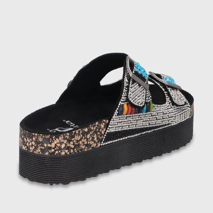 Sandalia Plataforma Negra Mujer 65952