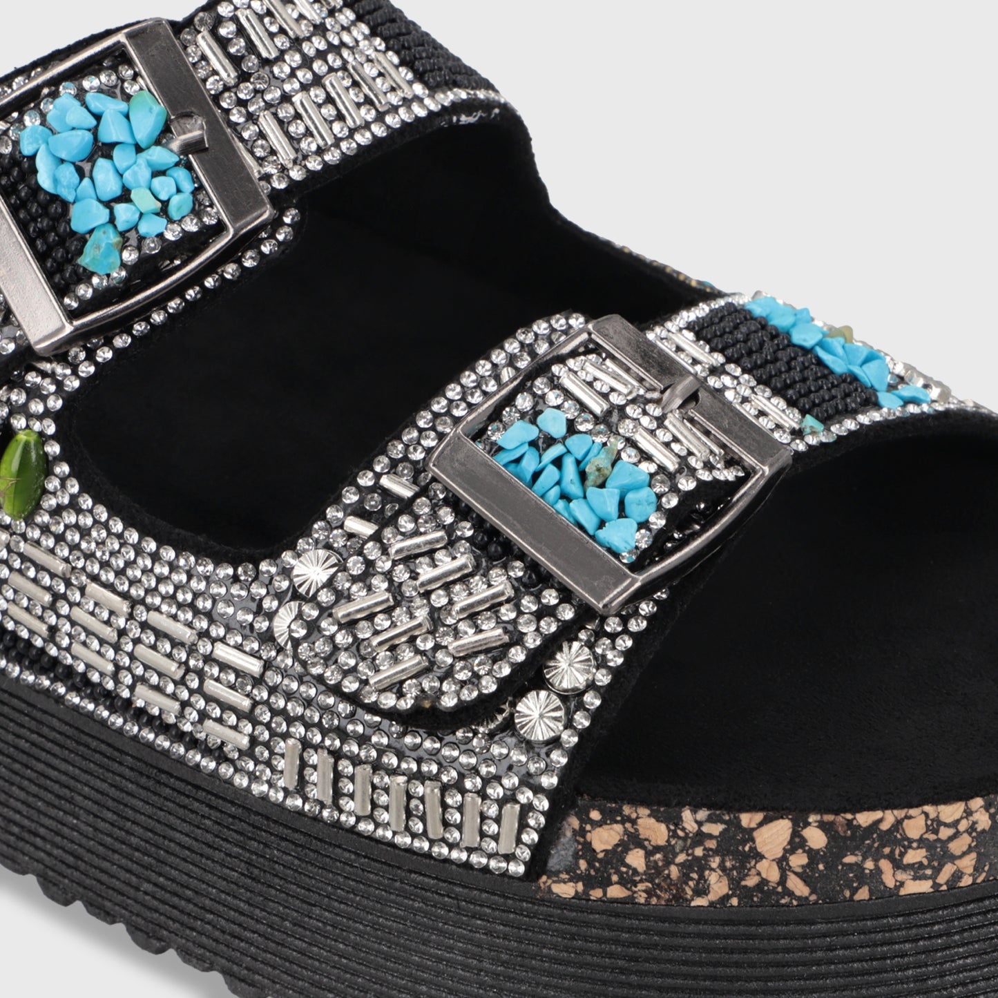 Sandalia Plataforma Negra Mujer 65952