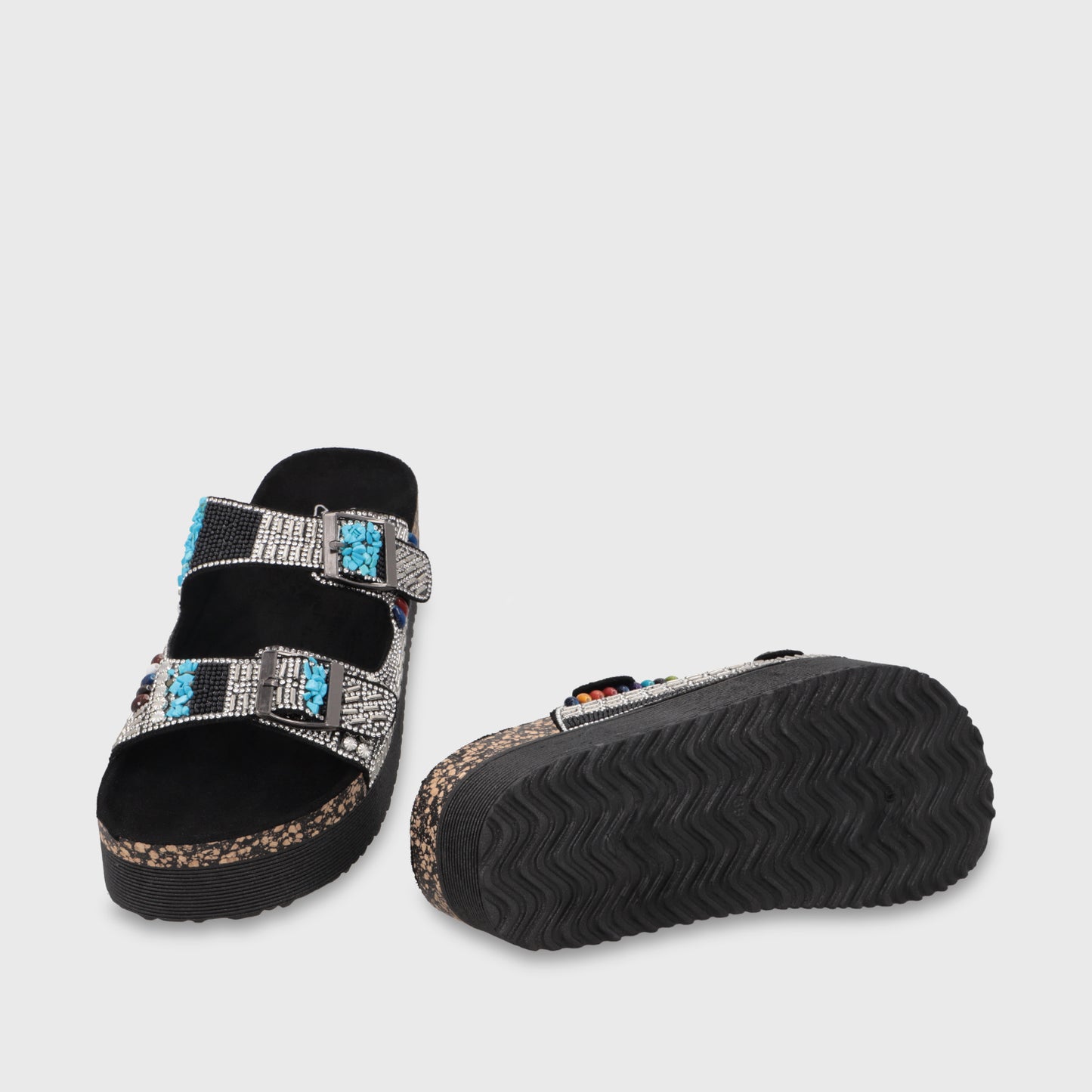 Sandalia Plataforma Negra Mujer 65952