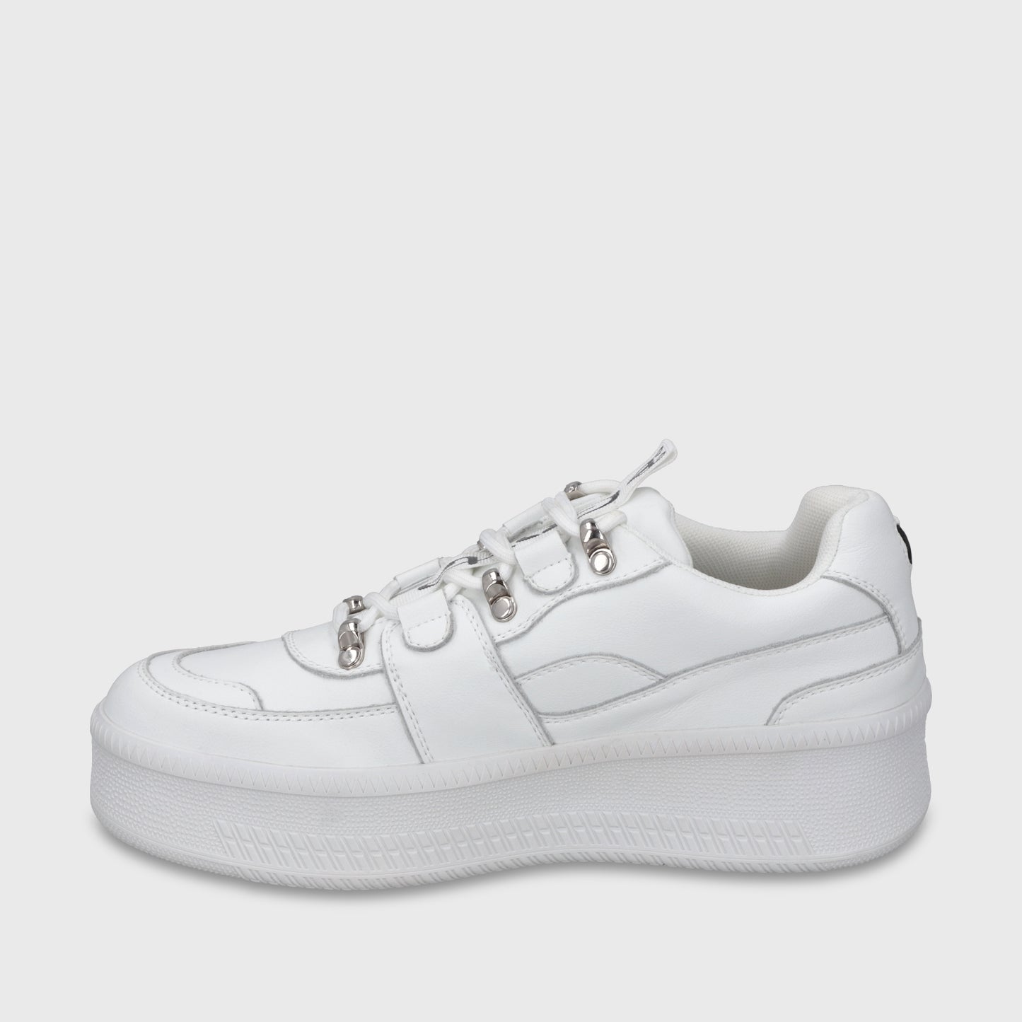 Zapatilla Plataforma Cuero Blanca Mujer 67311