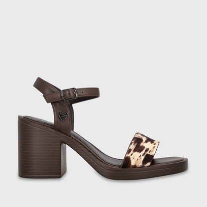 Sandalia Taco Aninal Print Mujer Alma