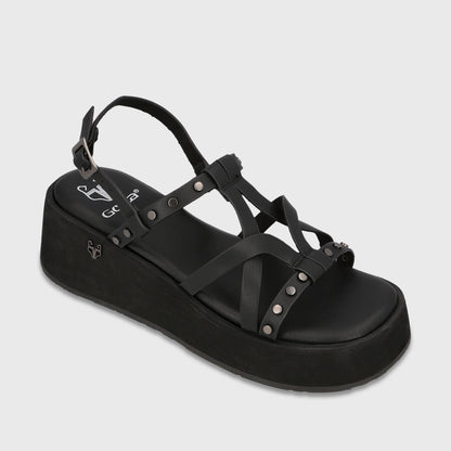 Sandalia Plataforma Negra Mujer Fran