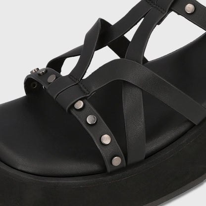 Sandalia Plataforma Negra Mujer Fran
