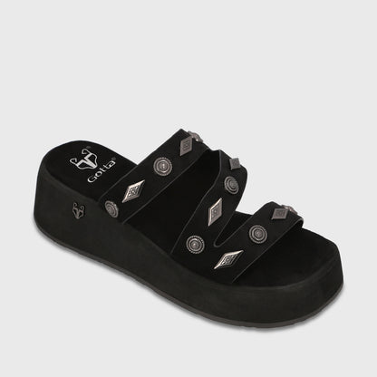 Sandalia Plataforma Negra Mujer Frida