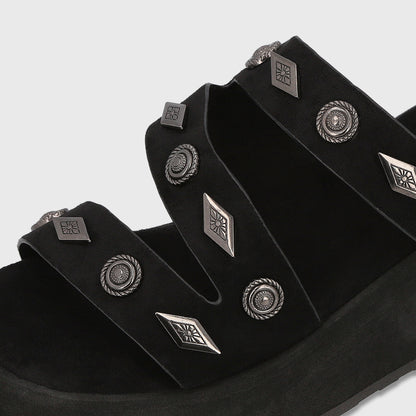 Sandalia Plataforma Negra Mujer Frida