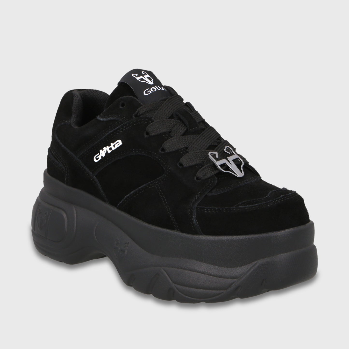 Zapatilla Plataforma Cuero Negra Mujer 9724A