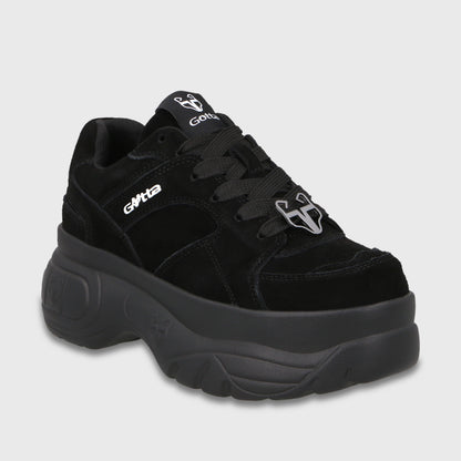 Zapatilla Plataforma Cuero Negra Mujer 9724A