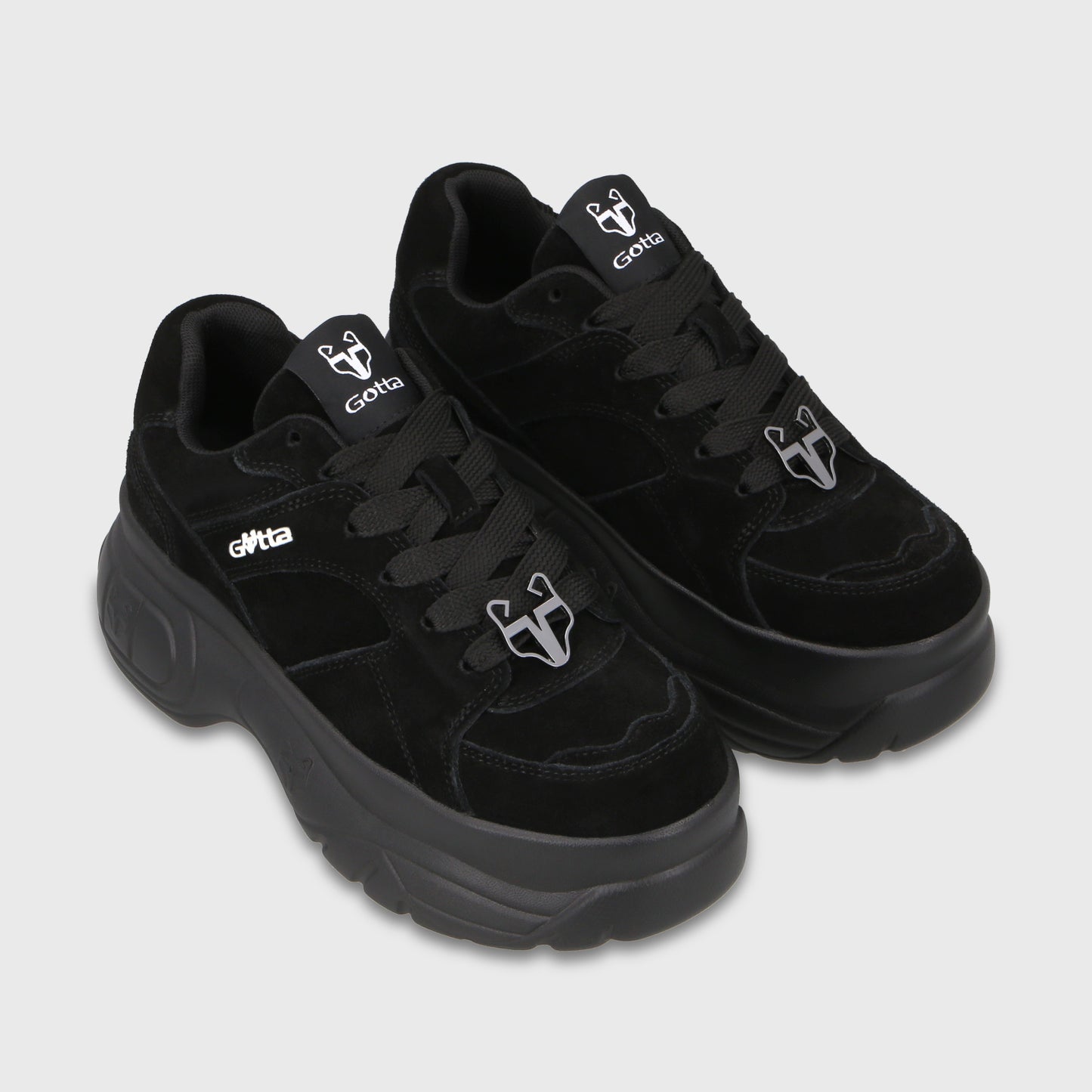 Zapatilla Plataforma Cuero Negra Mujer 9724A