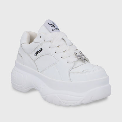Zapatilla Plataforma Cuero Blanca Mujer 9724A