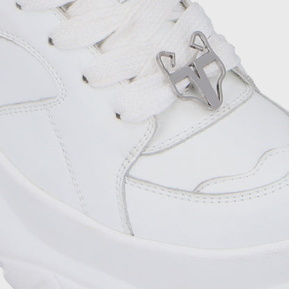 Zapatilla Plataforma Cuero Blanca Mujer 9724A