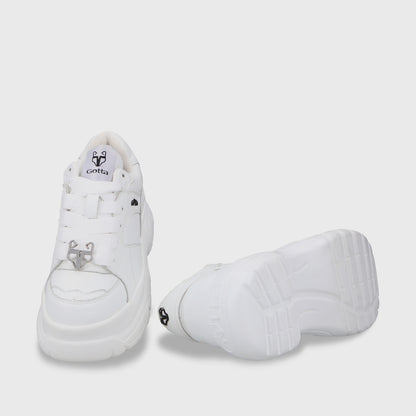 Zapatilla Plataforma Cuero Blanca Mujer 9724A