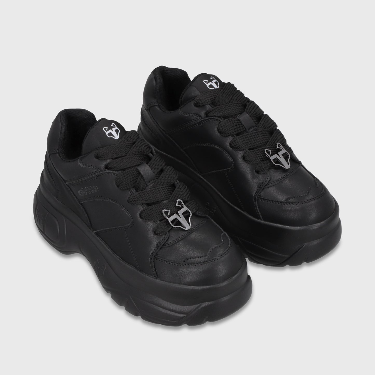 Zapatilla Plataforma Cuero Negra Mujer 9724A23