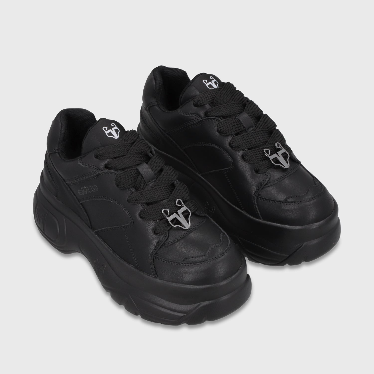 Zapatilla Plataforma Cuero Negra Mujer 9724A23