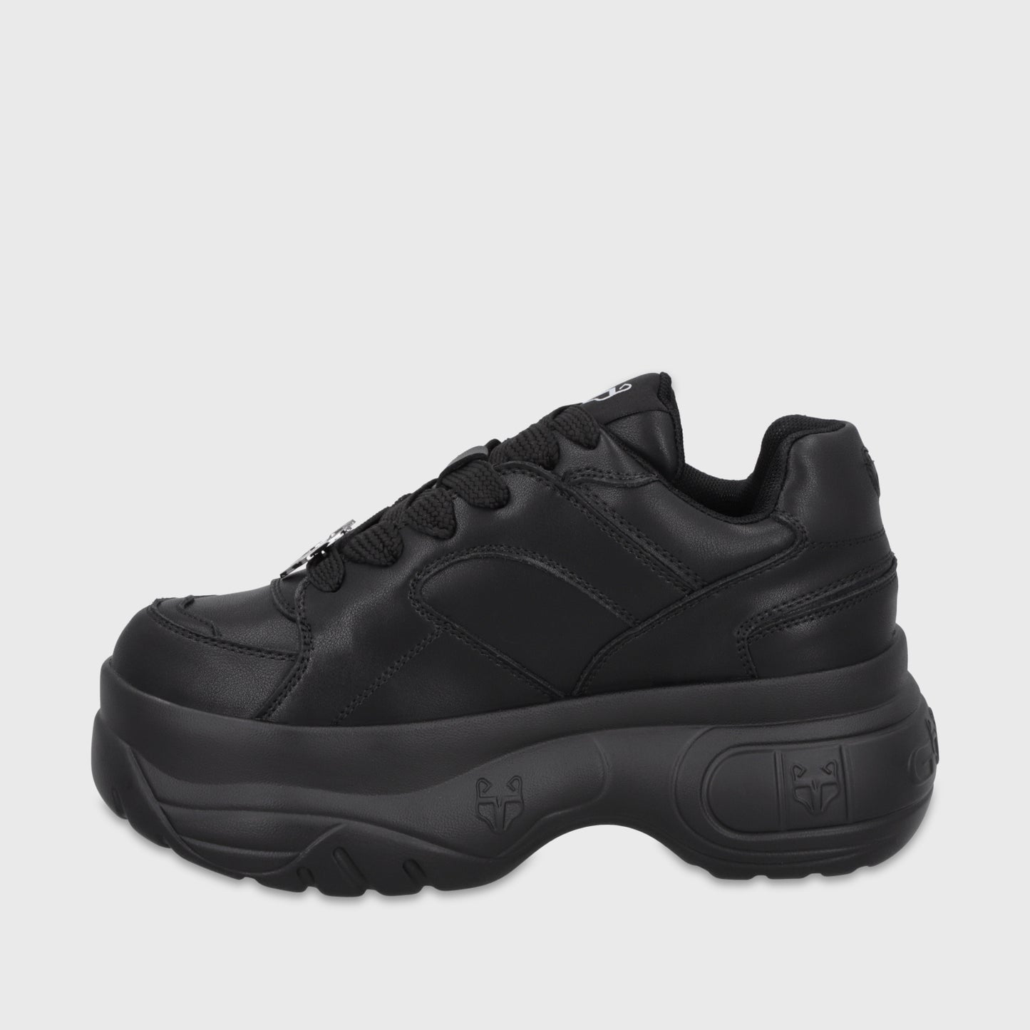 Zapatilla Plataforma Cuero Negra Mujer 9724A23
