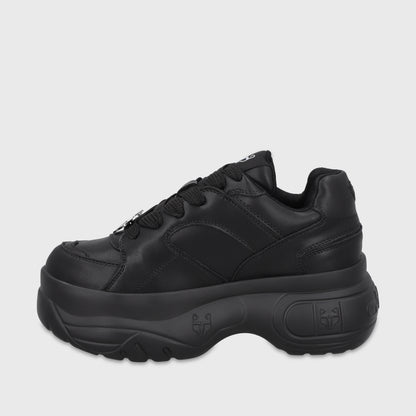 Zapatilla Plataforma Cuero Negra Mujer 9724A23