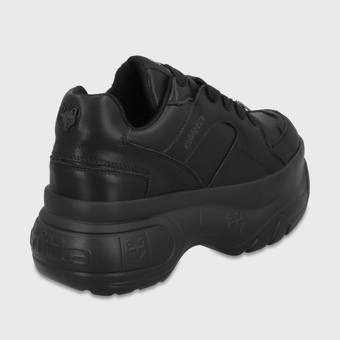 Zapatilla Plataforma Cuero Negra Mujer 9724A23