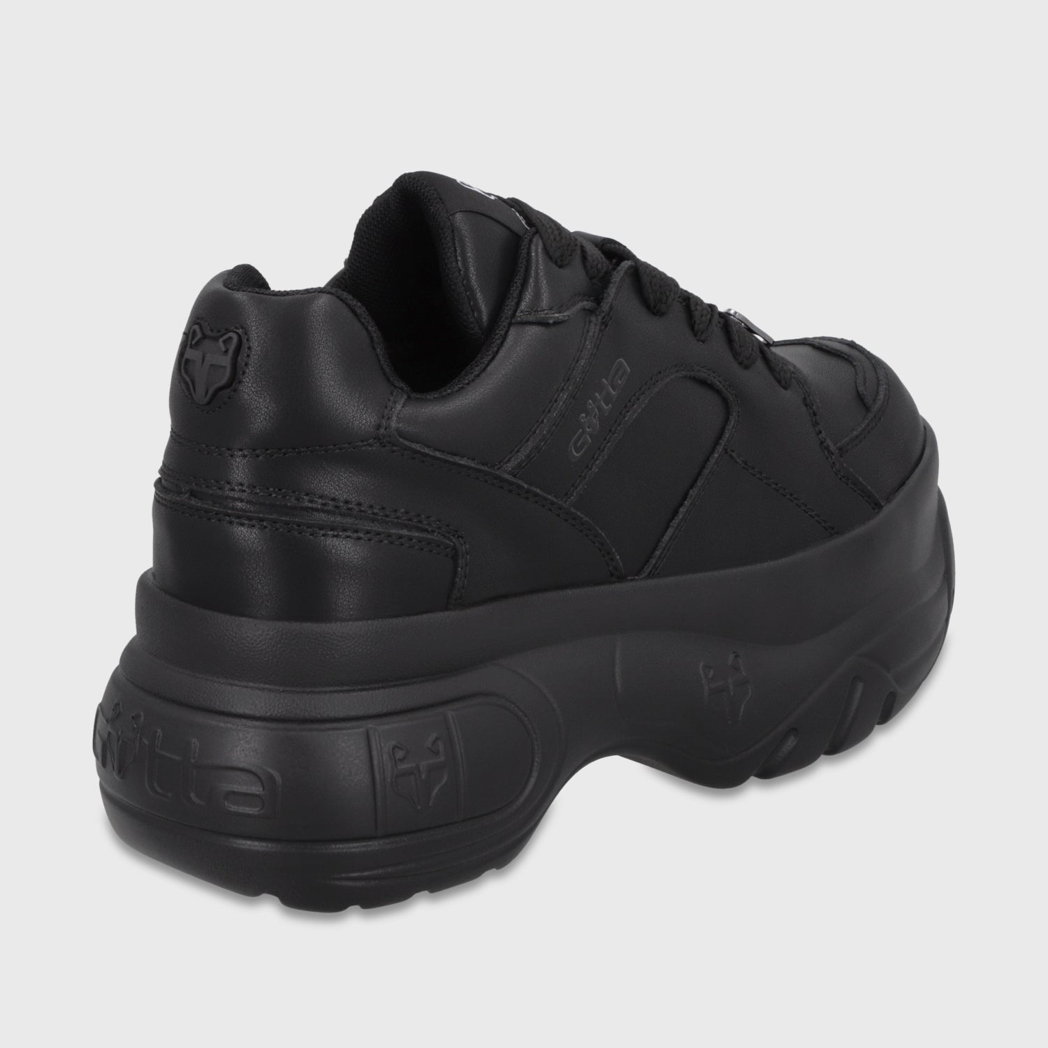 Zapatilla Plataforma Cuero Negra Mujer 9724A23