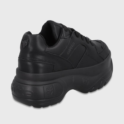 Zapatilla Plataforma Cuero Negra Mujer 9724A23
