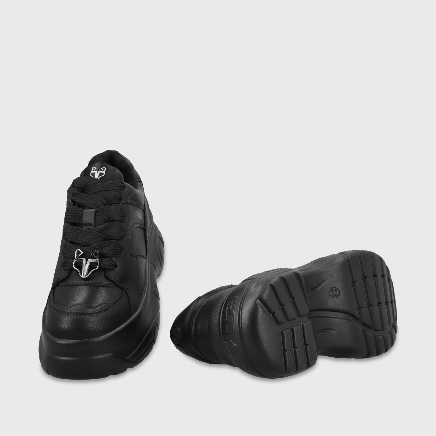 Zapatilla Plataforma Cuero Negra Mujer 9724A23