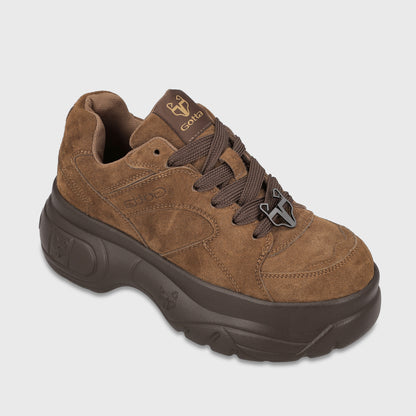 Zapatilla Plataforma Cuero Café Mujer María