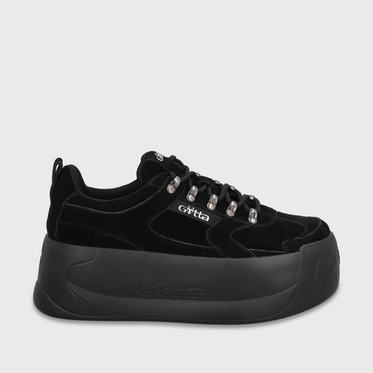 Zapatilla Cuero Plataforma Negra Mujer C732B