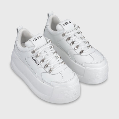 Zapatilla Cuero Plataforma Blanca Mujer C732B