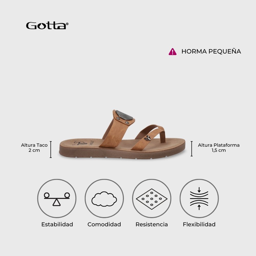 Sandalia Plano Camel Mujer 13256 - Gotta Chile